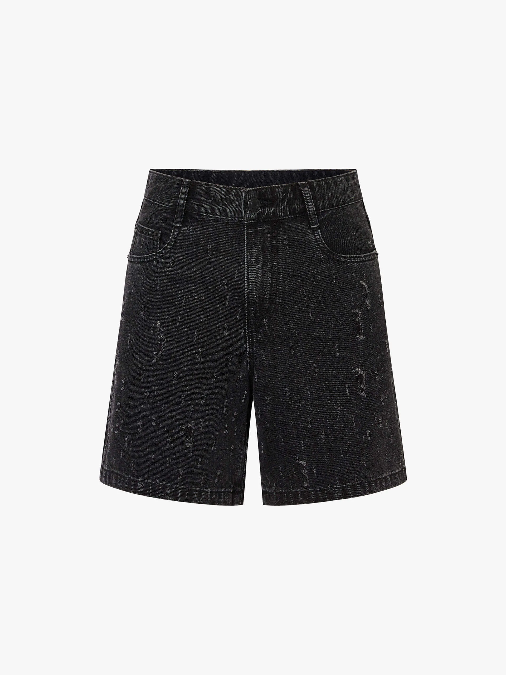 Cotton Distressed Detail Shorts