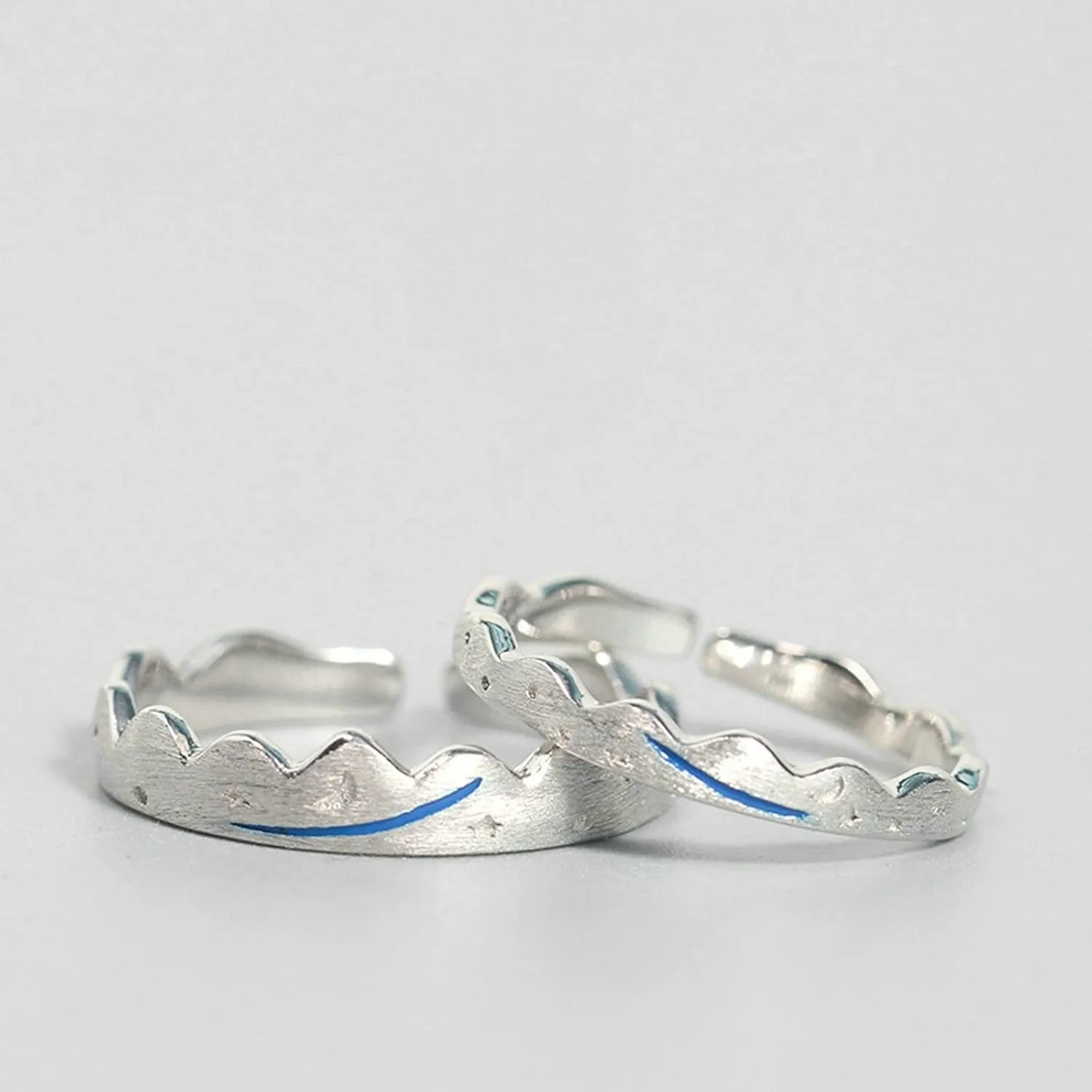 Couples Rings for Him and Her Set, Charm Sterling Silver Rings Starry Sky Pattern Ring