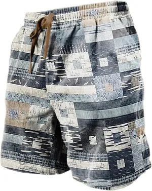 CRNTCEM Mens Drawstring Boho Beach Shorts Summer Surfing Board Shorts Vintage Hawaiians Shorts Athletic Workout Short Pants