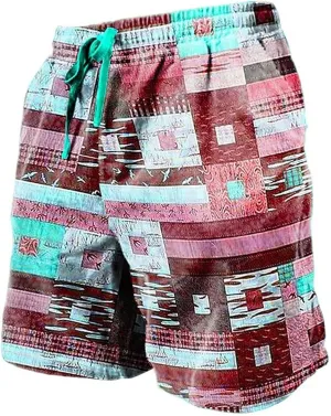 CRNTCEM Mens Drawstring Boho Beach Shorts Summer Surfing Board Shorts Vintage Hawaiians Shorts Athletic Workout Short Pants