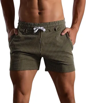 CRNTCEM Men's Gym Workout Cotton Shorts Quick Dry Exercise Tennis Athletic Running Shorts Drawstring Knitted Lounge Shorts