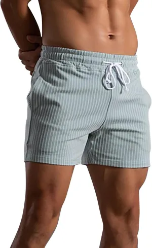 CRNTCEM Men's Gym Workout Cotton Shorts Quick Dry Exercise Tennis Athletic Running Shorts Drawstring Knitted Lounge Shorts
