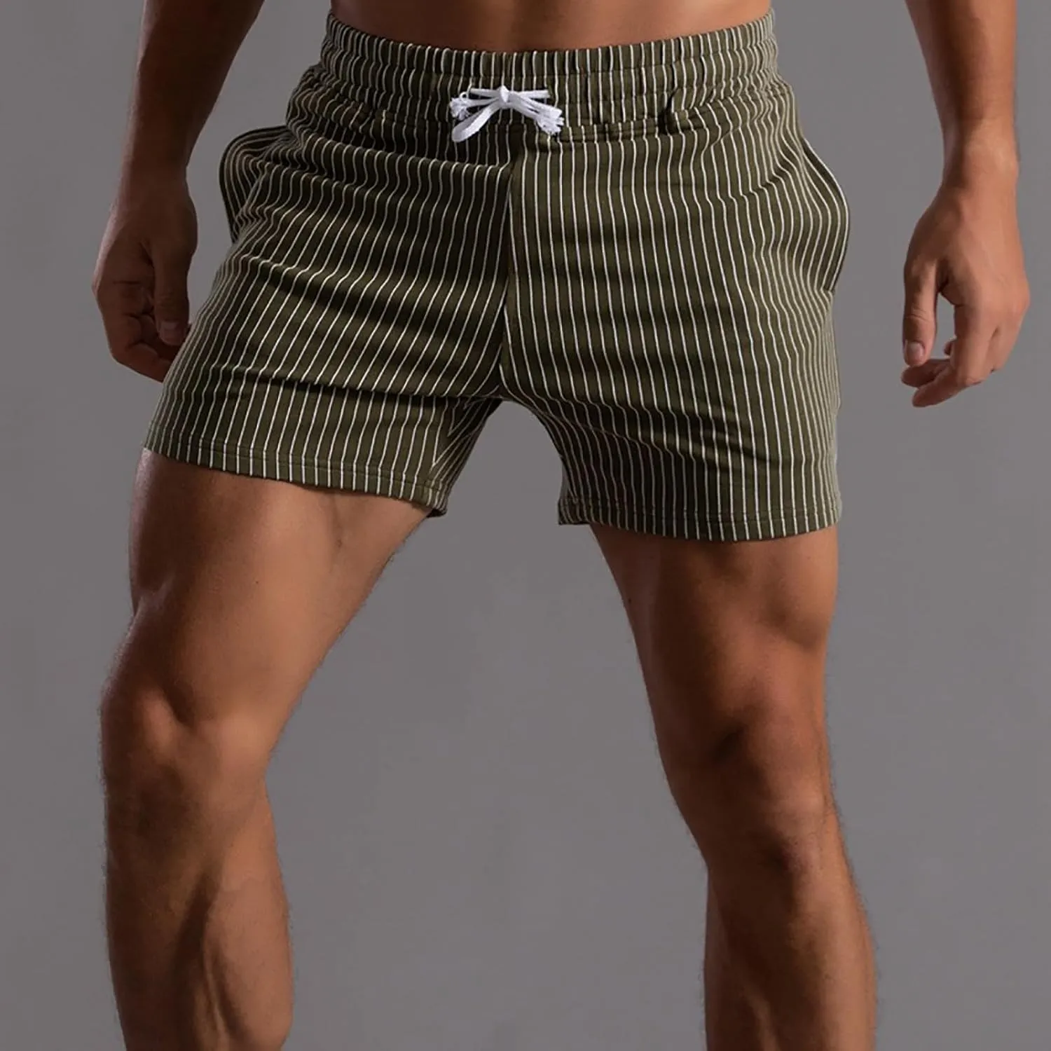 CRNTCEM Men's Gym Workout Cotton Shorts Quick Dry Exercise Tennis Athletic Running Shorts Drawstring Knitted Lounge Shorts
