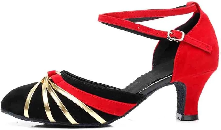 CsgrFagr Women's Prom Ballroom Latin Salsa Dance Shoes Square Dance Shoes Womens Sandals Wide Width (Red, 5.5)