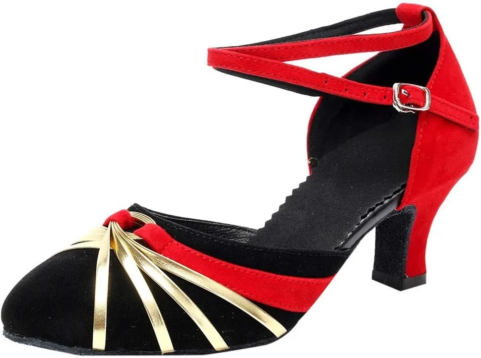 CsgrFagr Women's Prom Ballroom Latin Salsa Dance Shoes Square Dance Shoes Womens Sandals Wide Width (Red, 5.5)