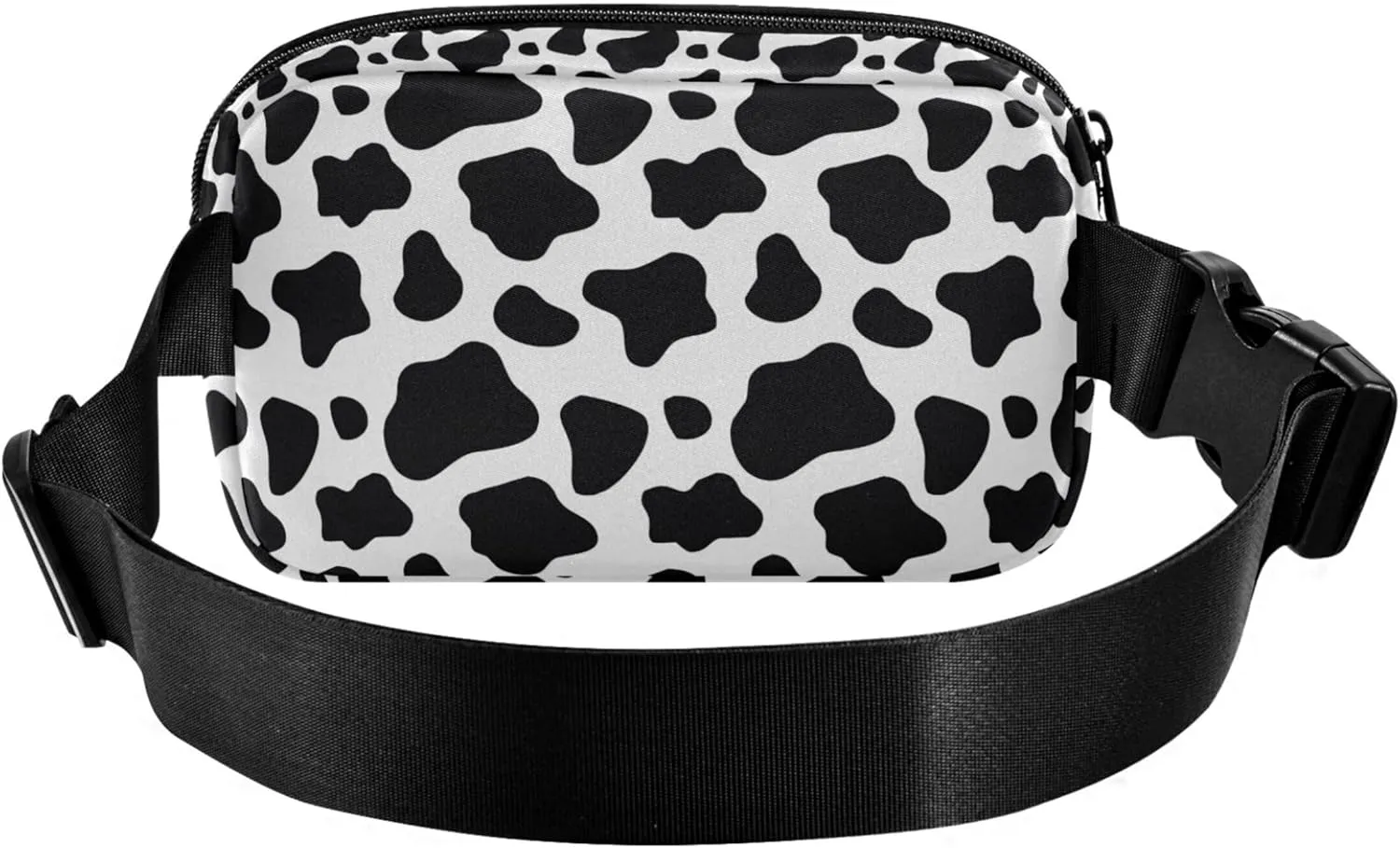 Custom Black and White Cow Print Waterproof Fanny Packs Women Large Hip Belt Bag Trendy Waist Pouches for Men