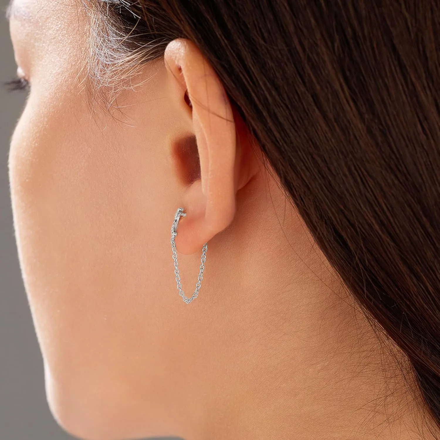 CZ Moon Chain Studs Earrings for Women,925 Sterling Silver Love Heart Teardrop Chain Dangle Earrings to Daughter 14K Gold Plated Minimalist Bar Earrings Dangle Earrings Jewelry