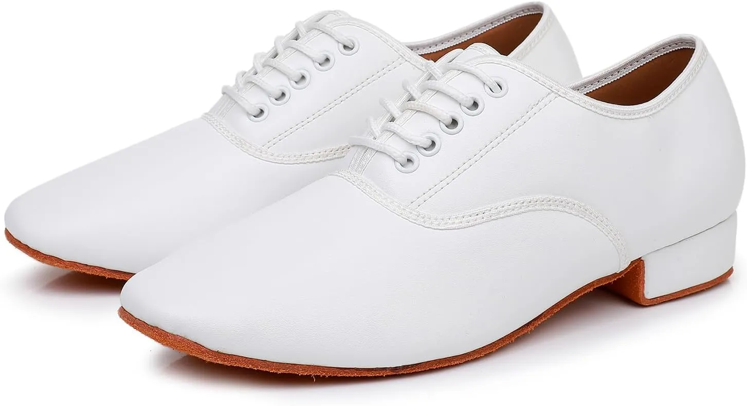 Dancing Shoes for Men Black Lace-up Latin Tango Practice Dance Shoes with Low Heel