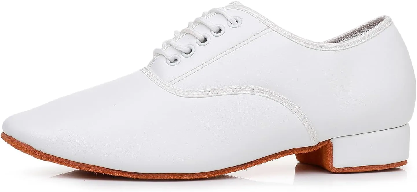Dancing Shoes for Men Black Lace-up Latin Tango Practice Dance Shoes with Low Heel