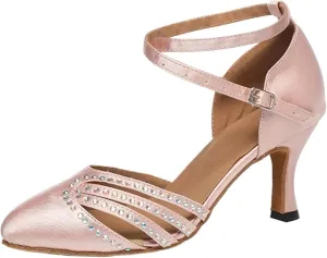 Dancing Shoes for Woman Latin Dance Shoes Ladies Salsa Tango Ballroom Party Dancing Shoes Satin Girls Wedding High Heel(Outdoor 6cm Heel,42)