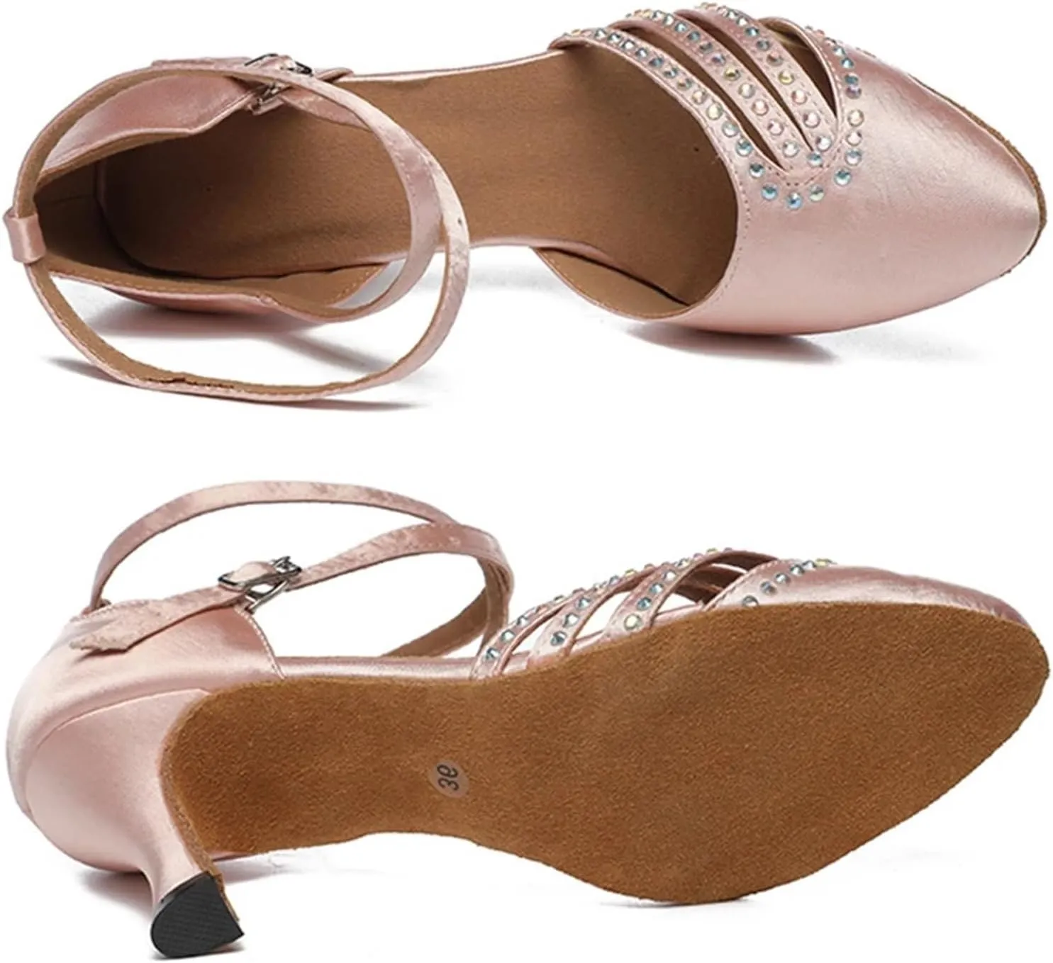 Dancing Shoes for Woman Latin Dance Shoes Ladies Salsa Tango Ballroom Party Dancing Shoes Satin Girls Wedding High Heel(Outdoor 6cm Heel,42)