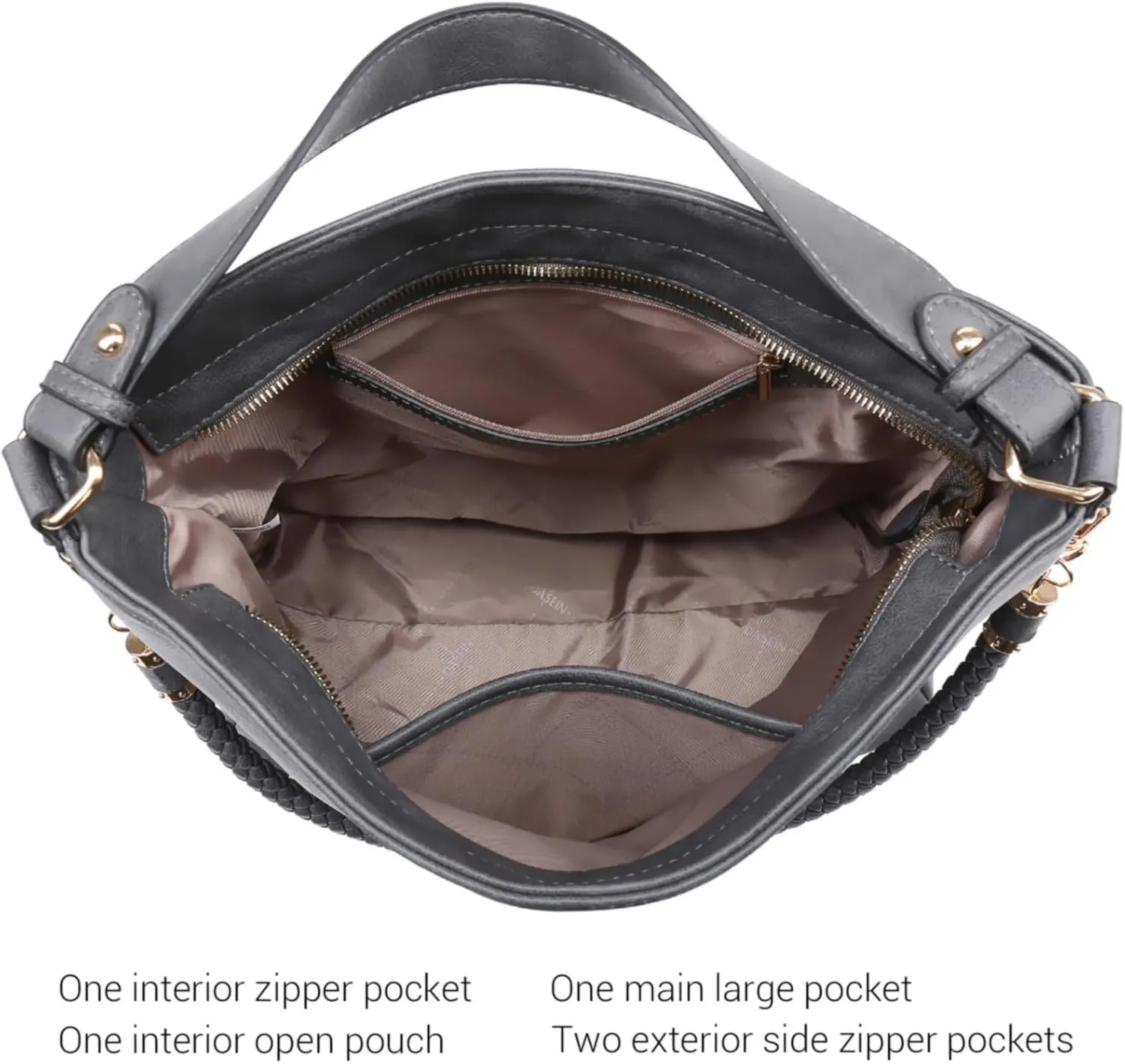 Dasein Hobo Handbags for Women Purses Vegan Leather Shoulder Bags Bucket Purse Large Tote Set with Long Strap