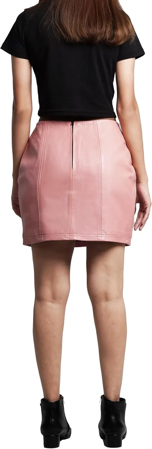 Decrum Real Leather Skirts for Women - Trendy Casual Womens Leather Skirt Fashionable