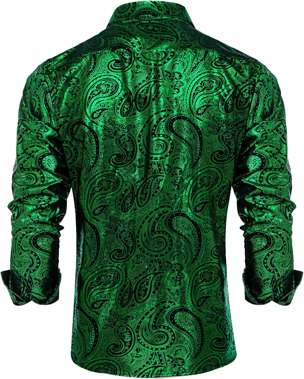 DiBanGu Mens Paisley Dress Shirt Luxury Printed Long Sleeve Button Down Shirts Regular Fit Shiny Shirts for Wedding Prom