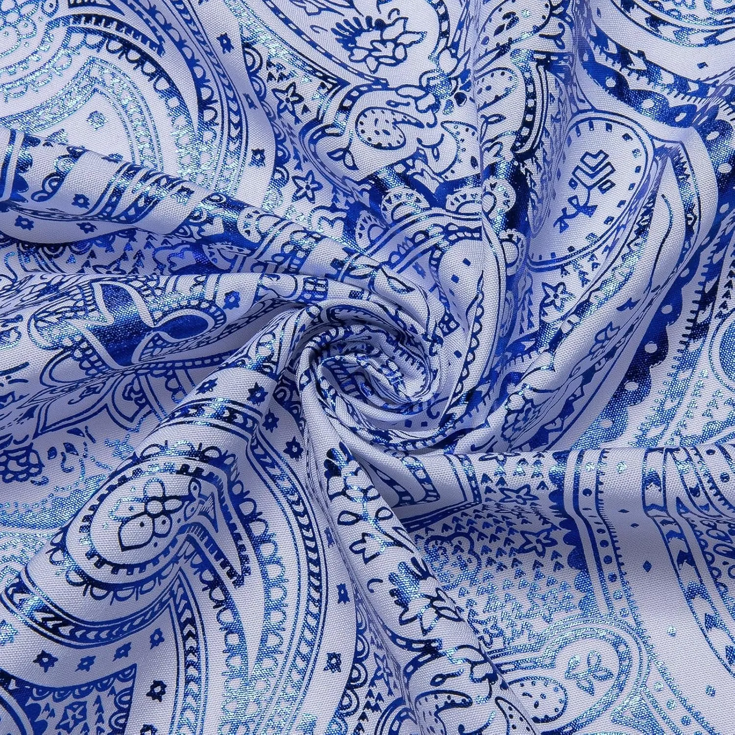 DiBanGu Mens Paisley Dress Shirt Luxury Printed Long Sleeve Button Down Shirts Regular Fit Shiny Shirts for Wedding Prom