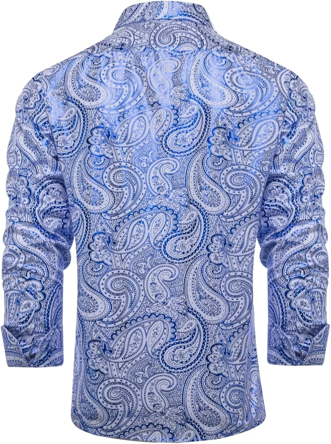 DiBanGu Mens Paisley Dress Shirt Luxury Printed Long Sleeve Button Down Shirts Regular Fit Shiny Shirts for Wedding Prom