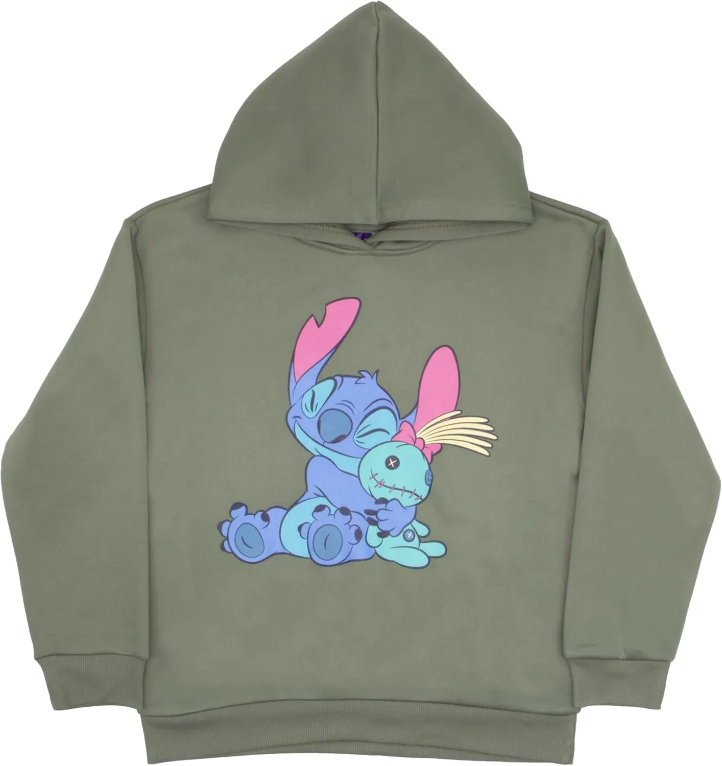 Disney Lilo & Stitch Girl's 2-Piece Fleece Set - Stitch Hooded Sweatshirt and Joggers Bundle for Kids