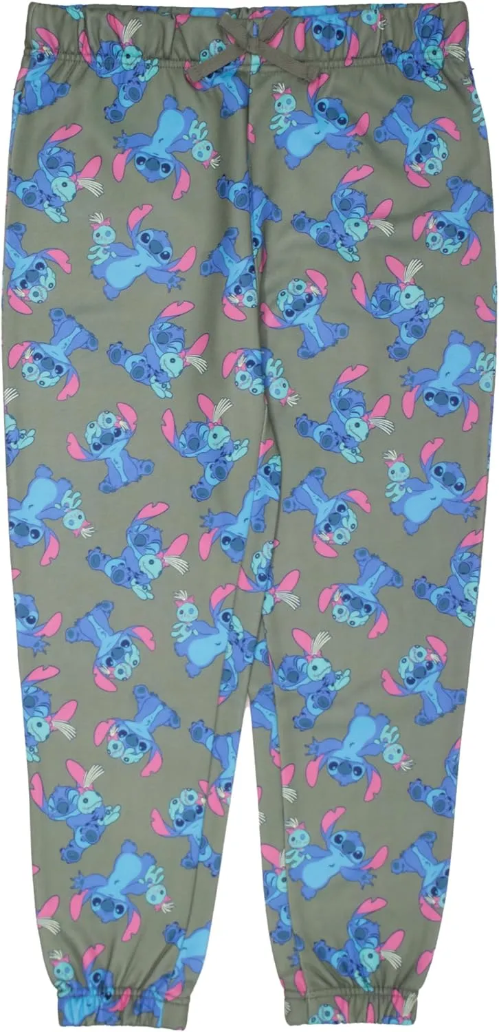 Disney Lilo & Stitch Girl's 2-Piece Fleece Set - Stitch Hooded Sweatshirt and Joggers Bundle for Kids