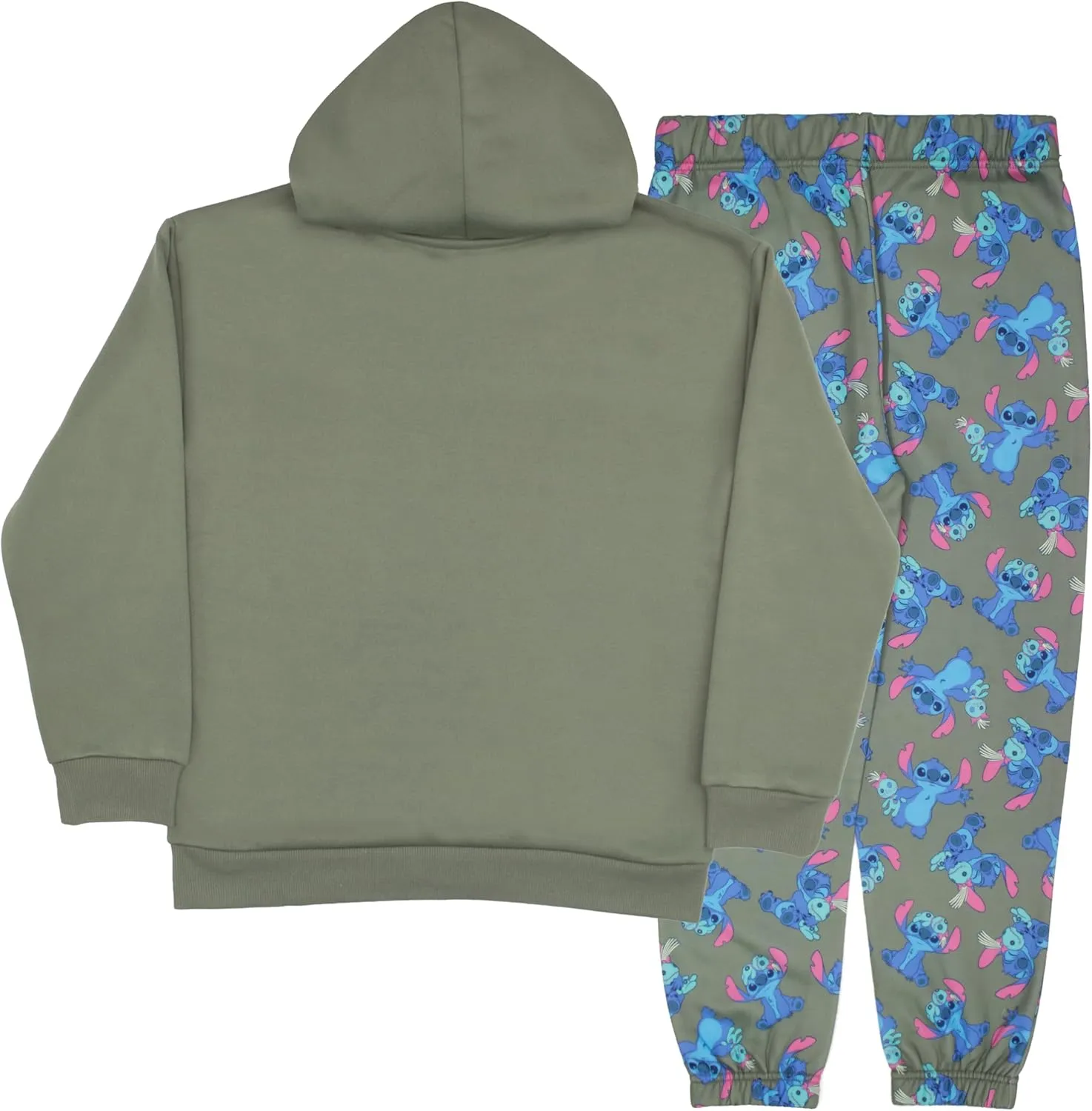 Disney Lilo & Stitch Girl's 2-Piece Fleece Set - Stitch Hooded Sweatshirt and Joggers Bundle for Kids