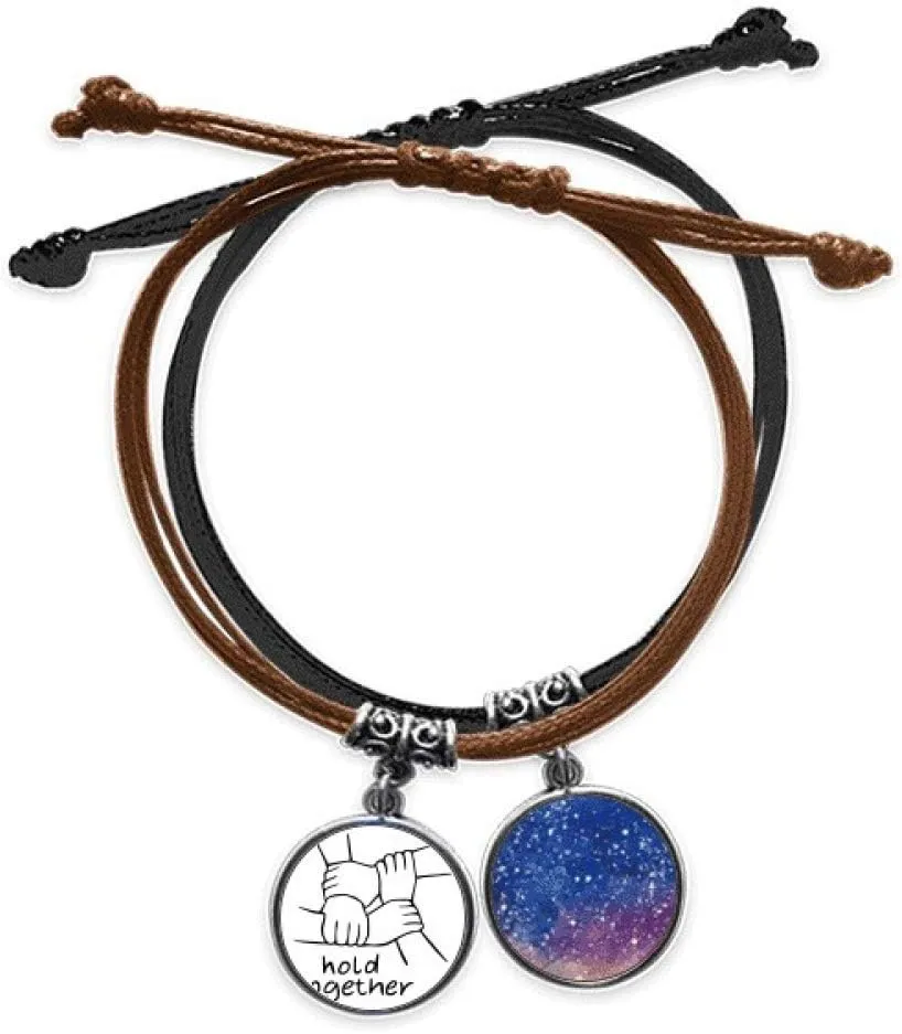 DIYthinker Hold Together Personalized Gesture Bracelet Rope Hand Chain Leather Starry Sky Wristband