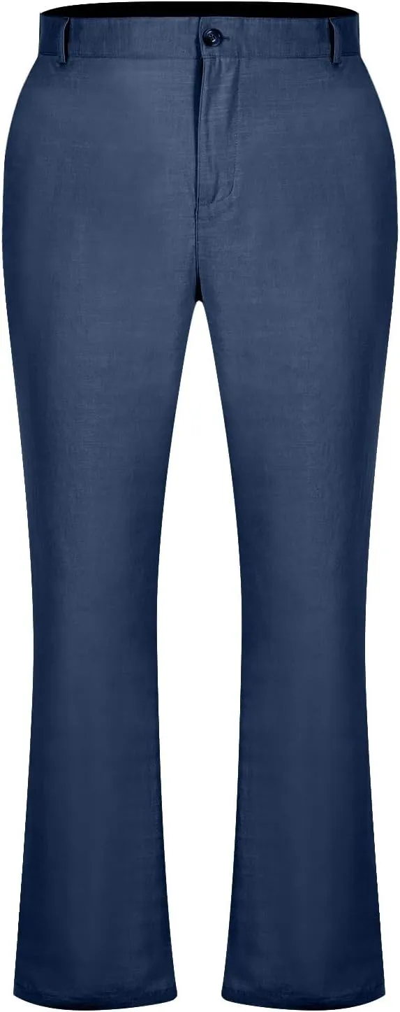 Dress Pants for Men Flat Front Business Work Linen Pants Summer Beach Wedding Guest Suit Trousers Casual Golf Outfits