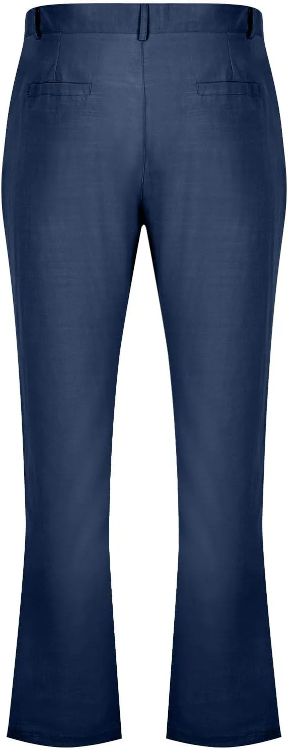 Dress Pants for Men Flat Front Business Work Linen Pants Summer Beach Wedding Guest Suit Trousers Casual Golf Outfits