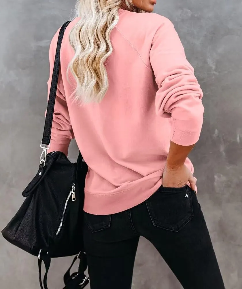 Dressmine Women's Los Angeles Crewneck Sweatshirt Casual Long Sleeve Raglan Shirts Cute Letter Print Pullover Tops