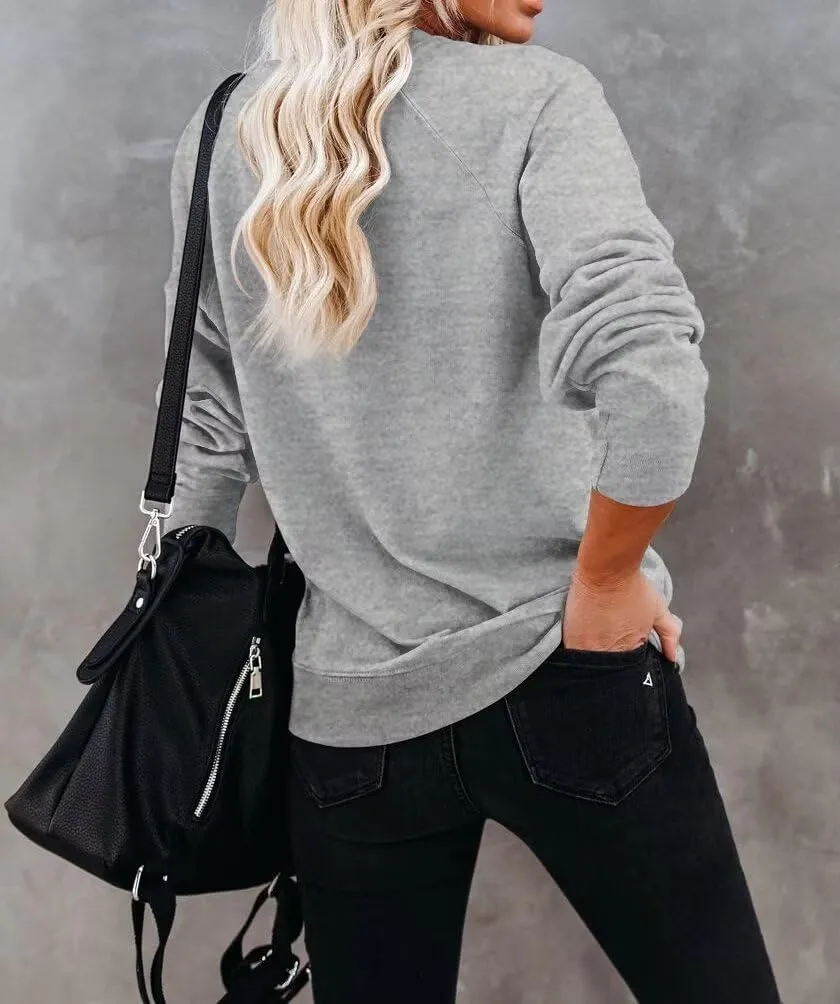 Dressmine Women's Los Angeles Crewneck Sweatshirt Casual Long Sleeve Raglan Shirts Cute Letter Print Pullover Tops