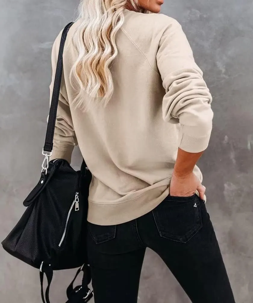 Dressmine Women's Los Angeles Crewneck Sweatshirt Casual Long Sleeve Raglan Shirts Cute Letter Print Pullover Tops
