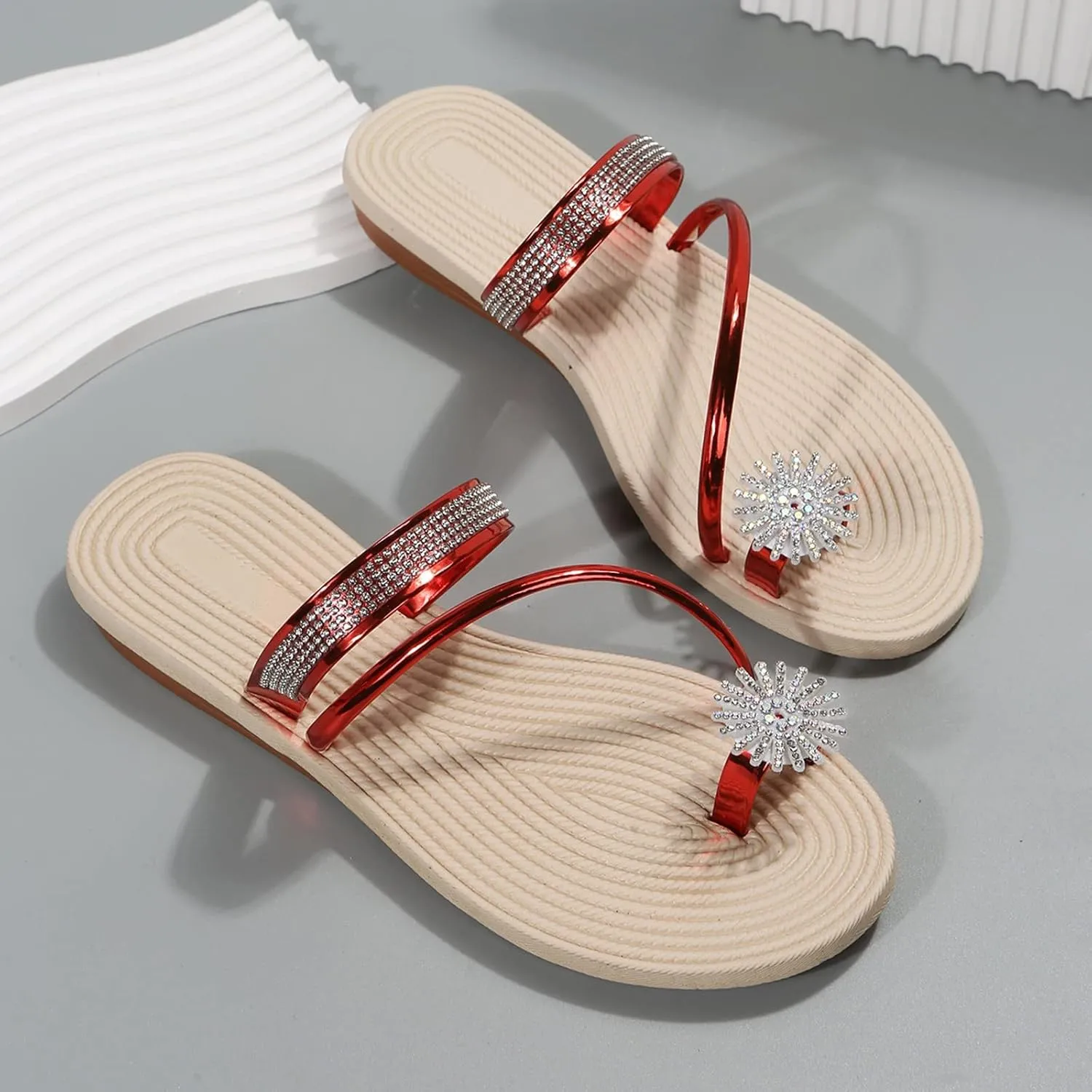 Eduavar Womens Wedge Sandals, Orthopedic Sandals for Women Falt Women Ring Toe Sandals Slippers Anti-Slip Shoes