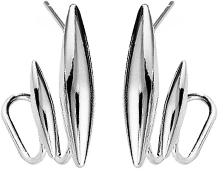 Eioi & Lmnm Women's Gold/Silver Double Teardrop Wrap Earlobe Stud Earrings, Minimalist Double Huggie Hoop Earrings, Trendy Geometric Ear Cuff Suspender Earrings, Simple Cool Jewelry Gift for Her