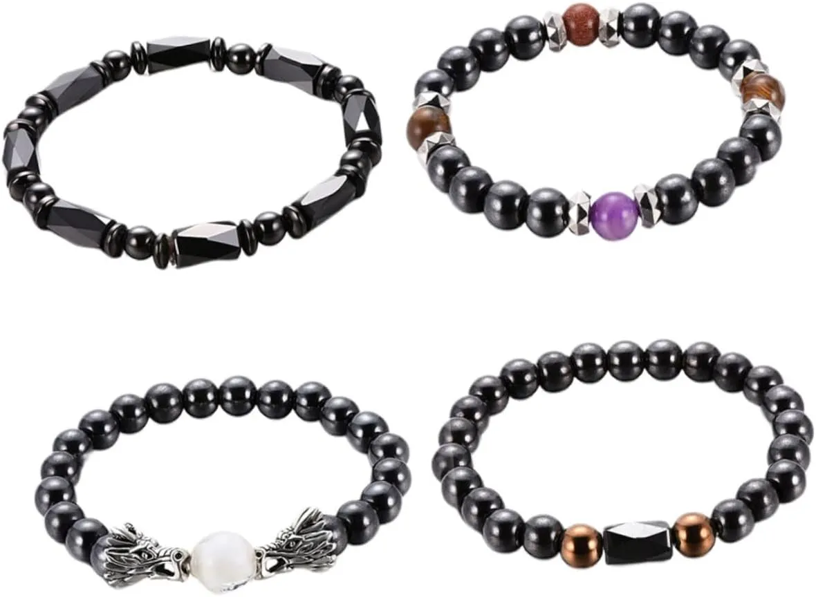 Elegant Anklet Magnetic Beaded Black Gallstone for Women Men Ankle Chain Fashion Footwear