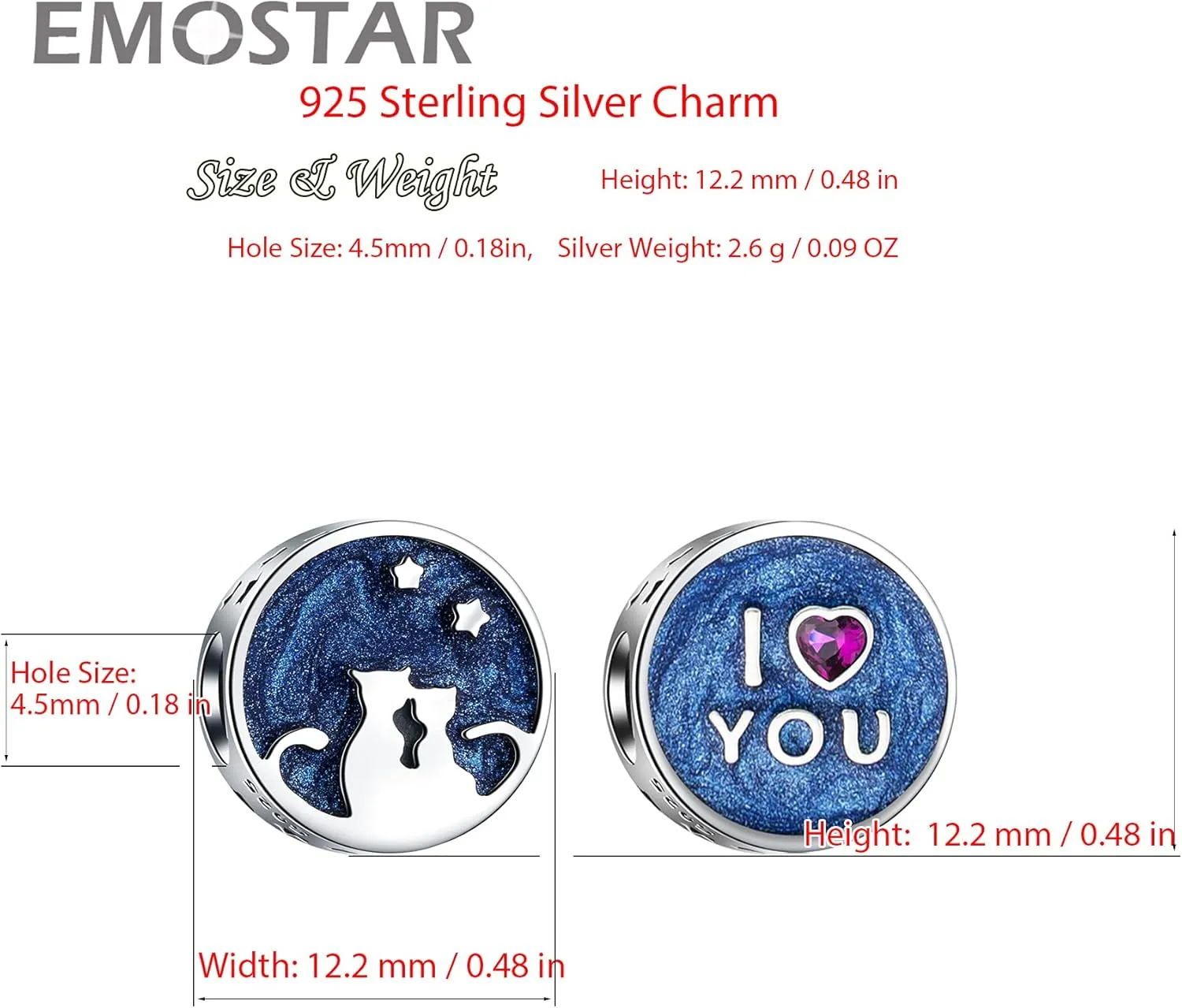 EMOSTAR Valentines Day Charms,Celtic Knot,Lipstick Red Lips,I Love You,Autism Awareness,Magnolia, in Love,Clover Heart Beads in Sterling Silver,Gifts for Family Christmas/European Bracelet