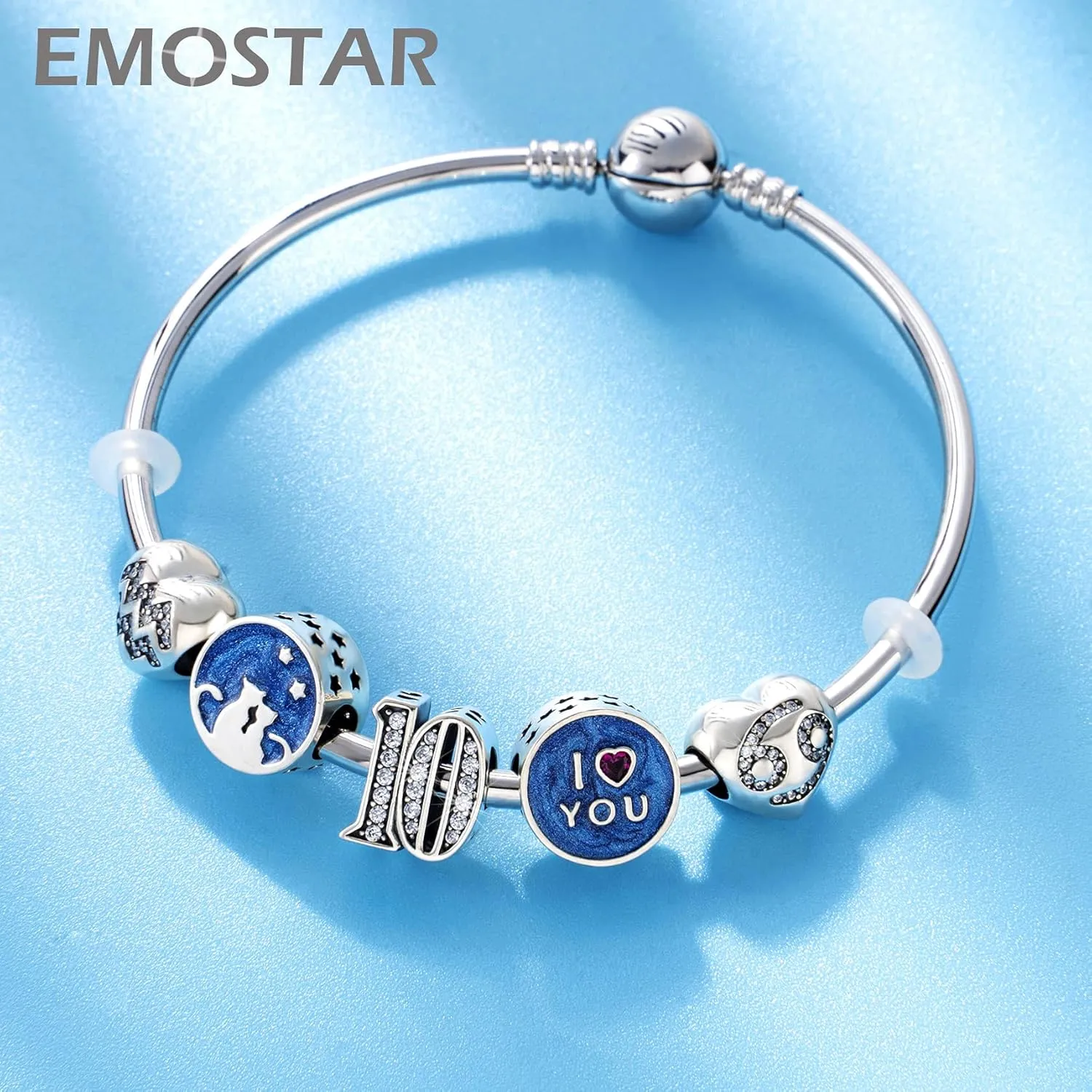 EMOSTAR Valentines Day Charms,Celtic Knot,Lipstick Red Lips,I Love You,Autism Awareness,Magnolia, in Love,Clover Heart Beads in Sterling Silver,Gifts for Family Christmas/European Bracelet