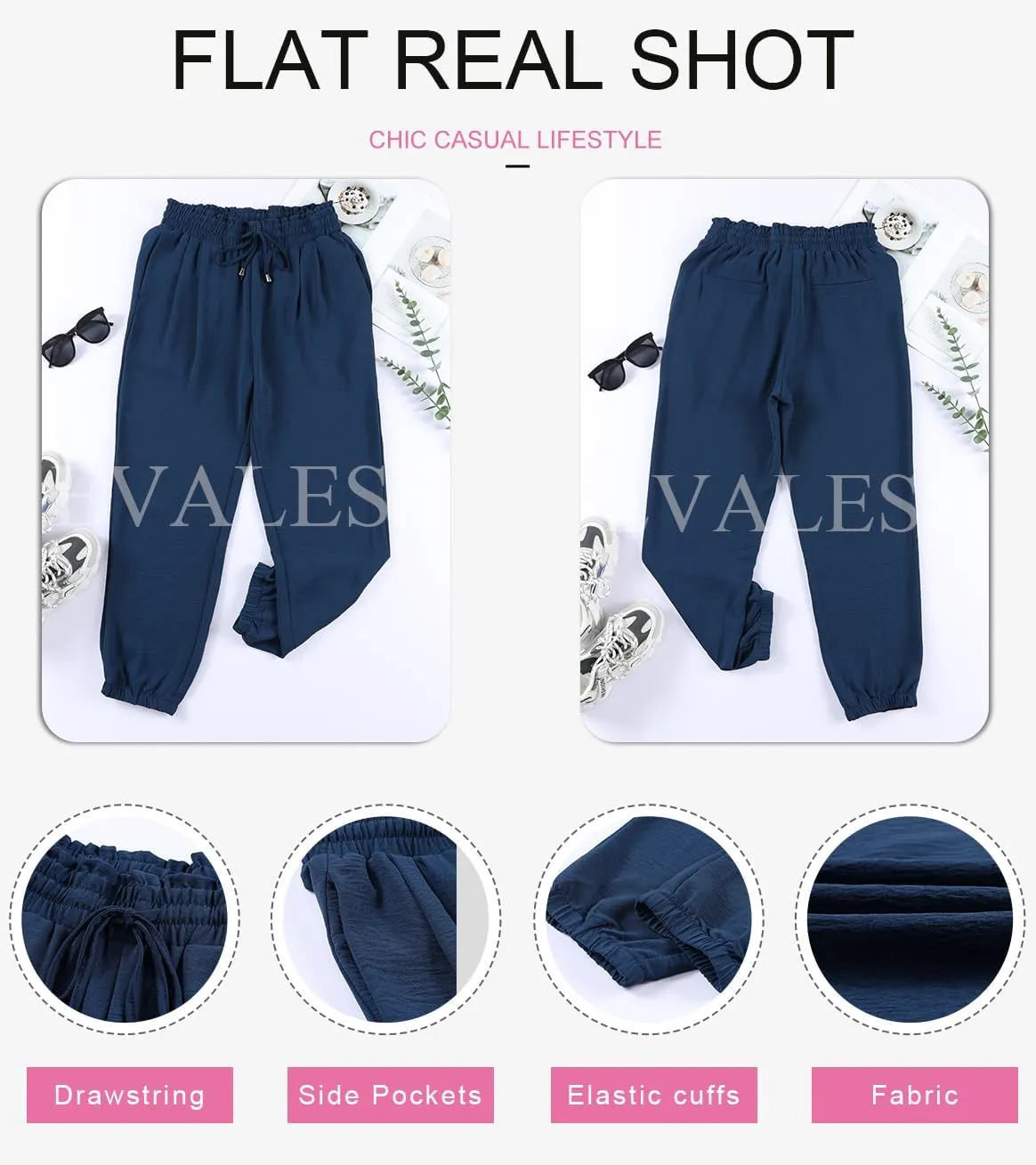 EVALESS Womens 2025 Summer Casual Pants Drawstring Elastic High Waisted Work Trousers Joggers Trendy Harem Pants with Pockets