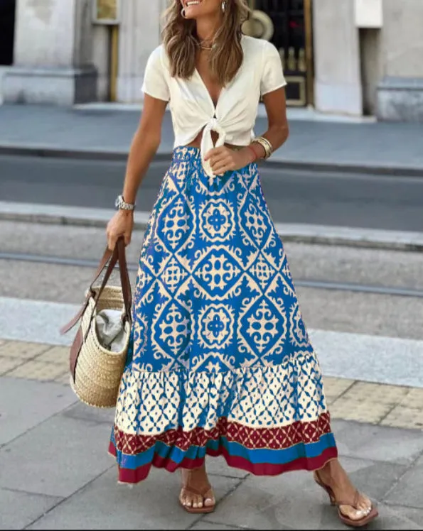 Fashion Printed Swing Skirt