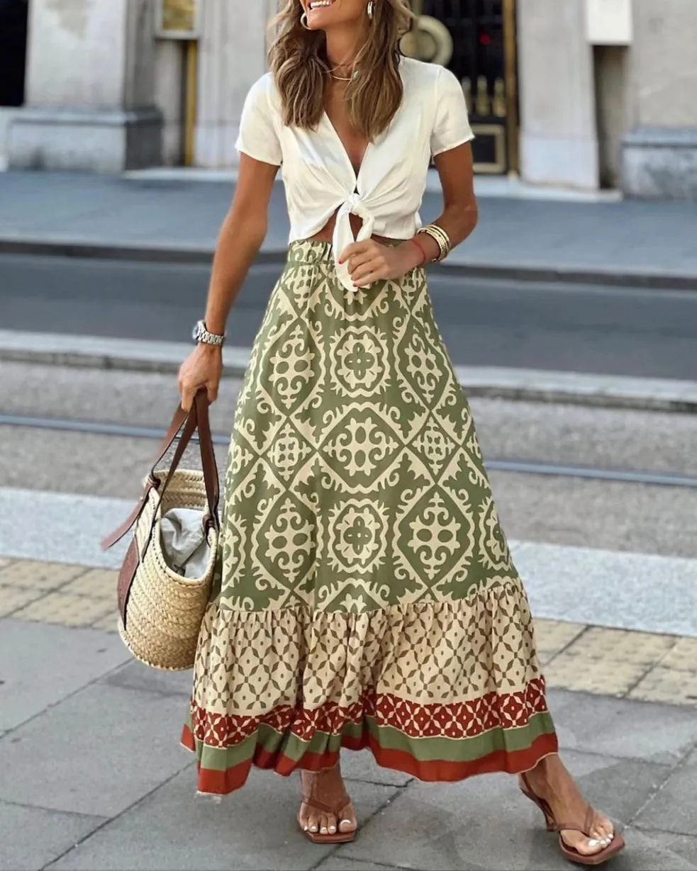Fashion Printed Swing Skirt