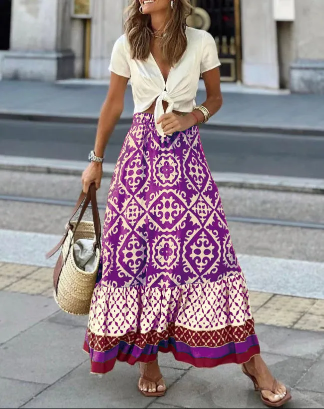 Fashion Printed Swing Skirt