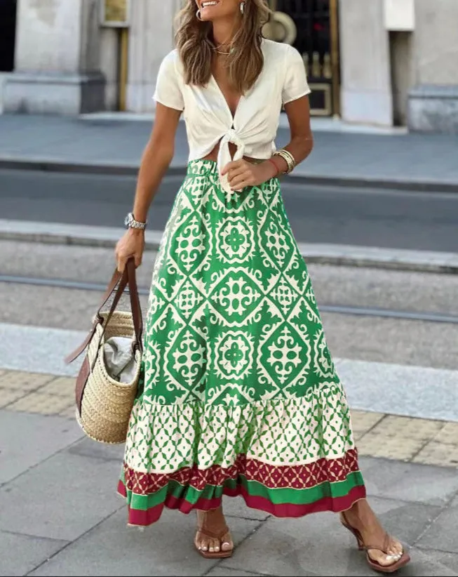 Fashion Printed Swing Skirt