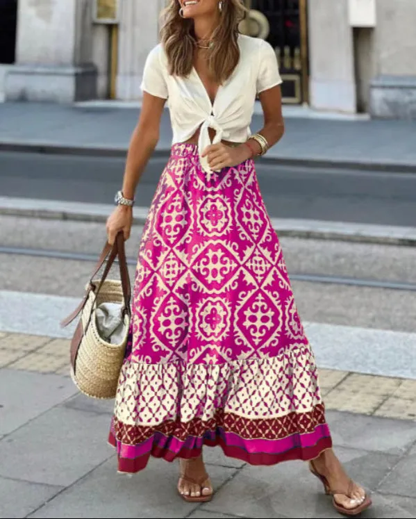 Fashion Printed Swing Skirt