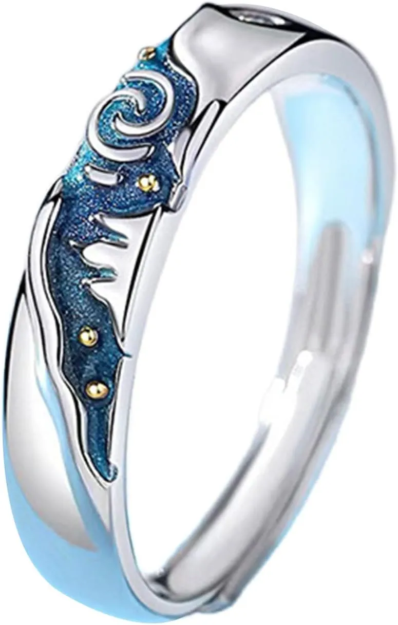 Fashion Van-Gogh Starry-Sky Couple For Women Men Romance Adjustable Open Student Birthday Jewelry
