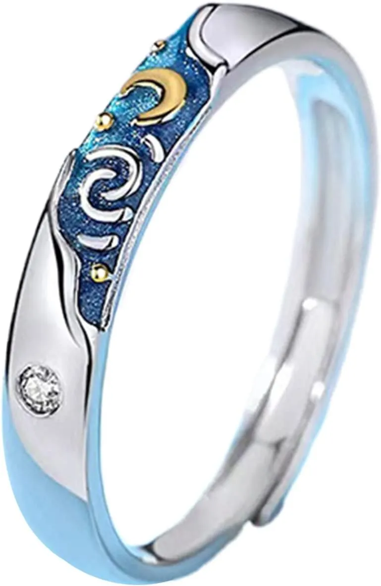 Fashion Van-Gogh Starry-Sky Couple For Women Men Romance Adjustable Open Student Birthday Jewelry