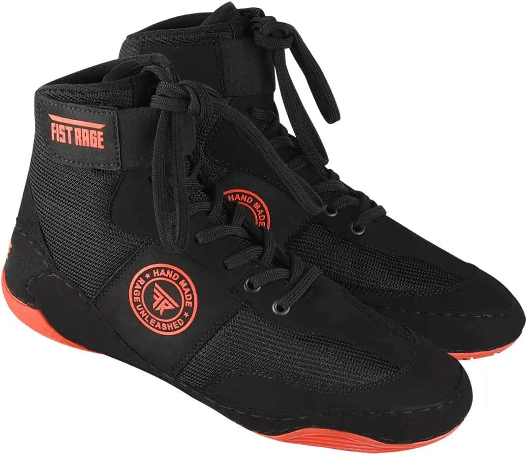FISTRAGE Wrestling Shoes Fighting Sports Master Training Mesh and Rubber Sole Unisex Pro Men's and Youth Genuine Boot Light Weight | Combat Footwear for Adults