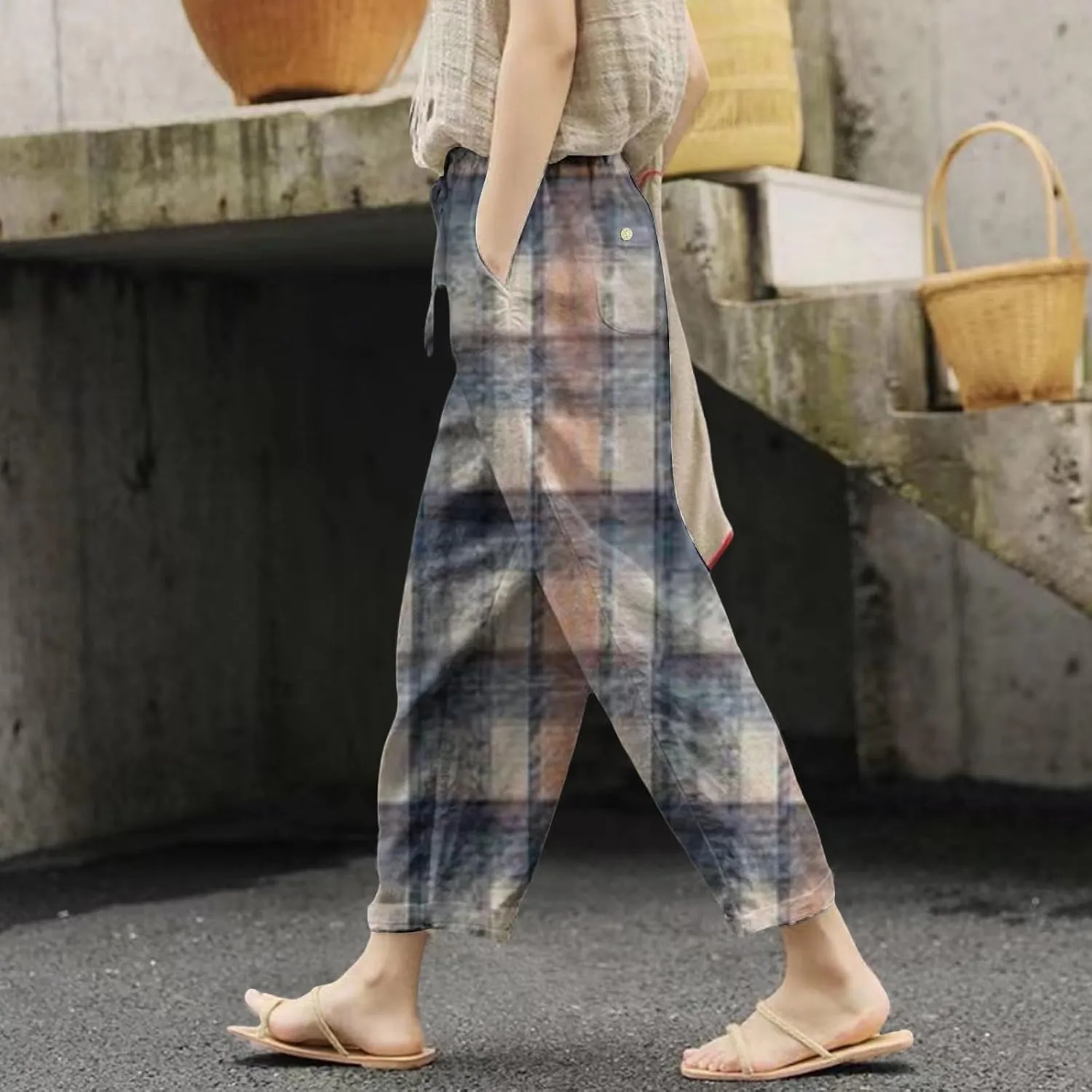 Fleece Lined Leggings Women Drawstring Pants Casual Beach Long Pants Workout Leggings for Women Womens Joggers with