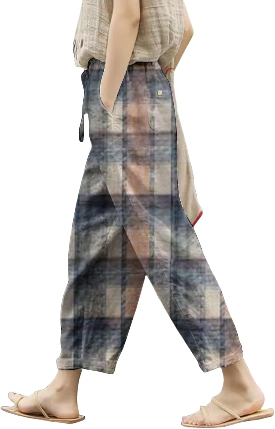 Fleece Lined Leggings Women Drawstring Pants Casual Beach Long Pants Workout Leggings for Women Womens Joggers with