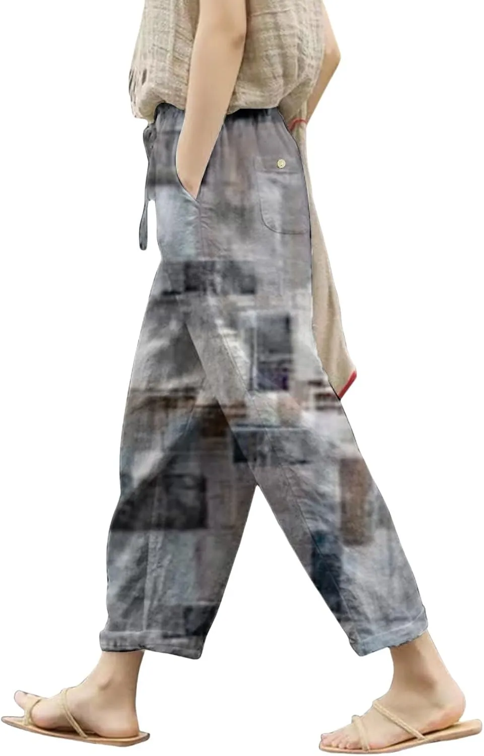 Fleece Lined Leggings Women Drawstring Pants Casual Beach Long Pants Workout Leggings for Women Womens Joggers with