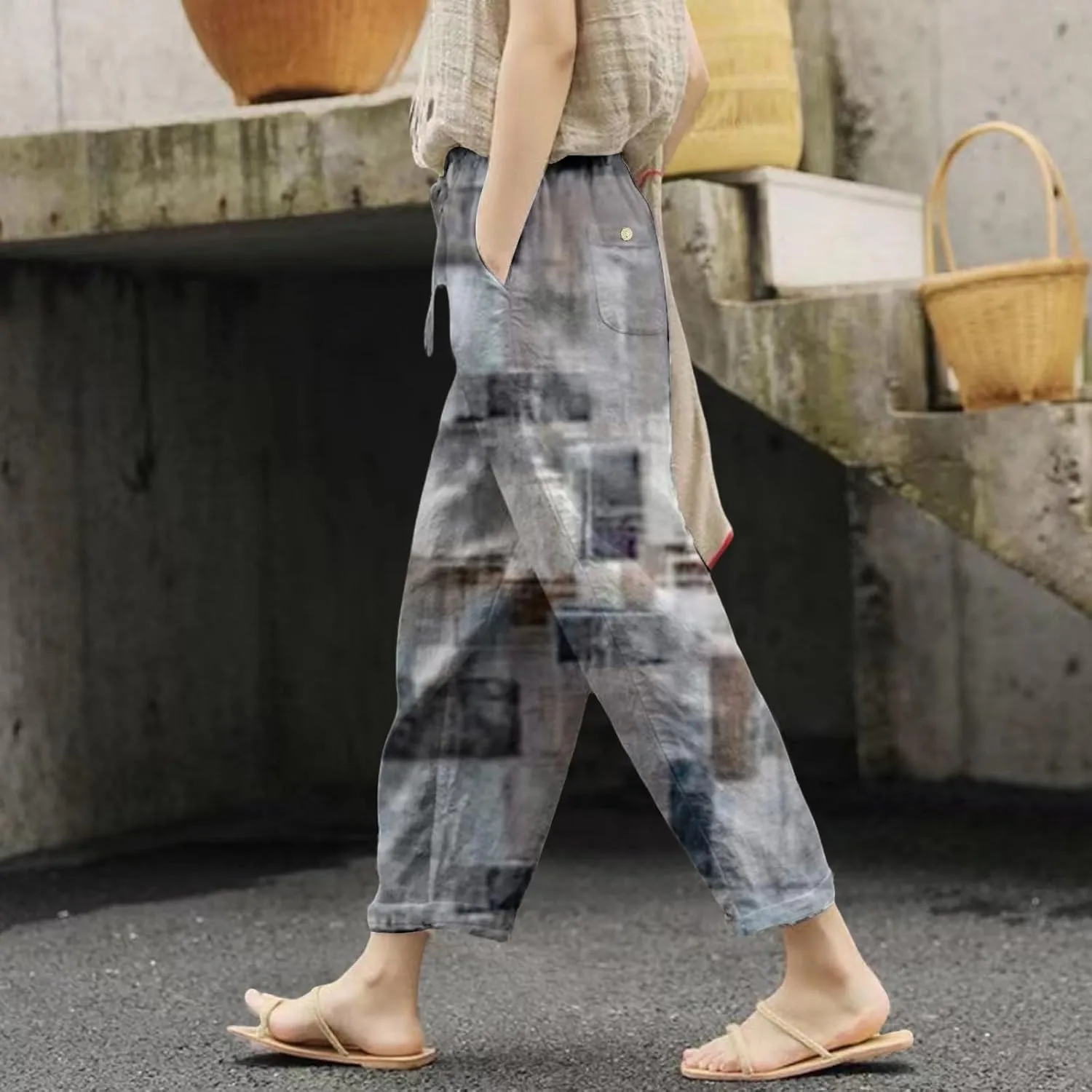 Fleece Lined Leggings Women Drawstring Pants Casual Beach Long Pants Workout Leggings for Women Womens Joggers with