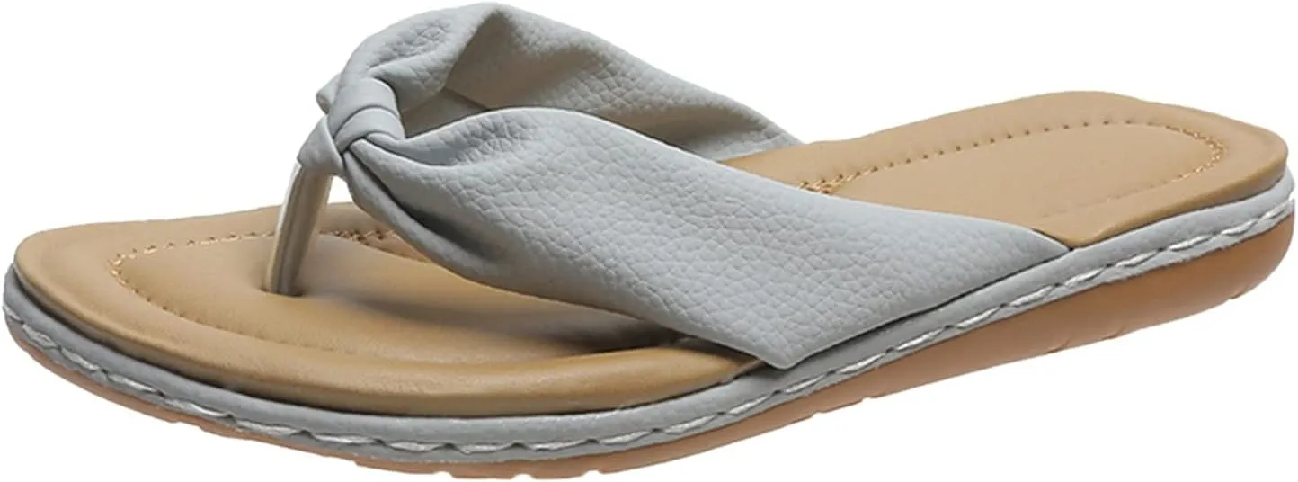 Flip Flops Sandals for Women Women's Summer Non Slip Solid Color Slip On Flat Beach Open Toe Breathable Sandals Flip
