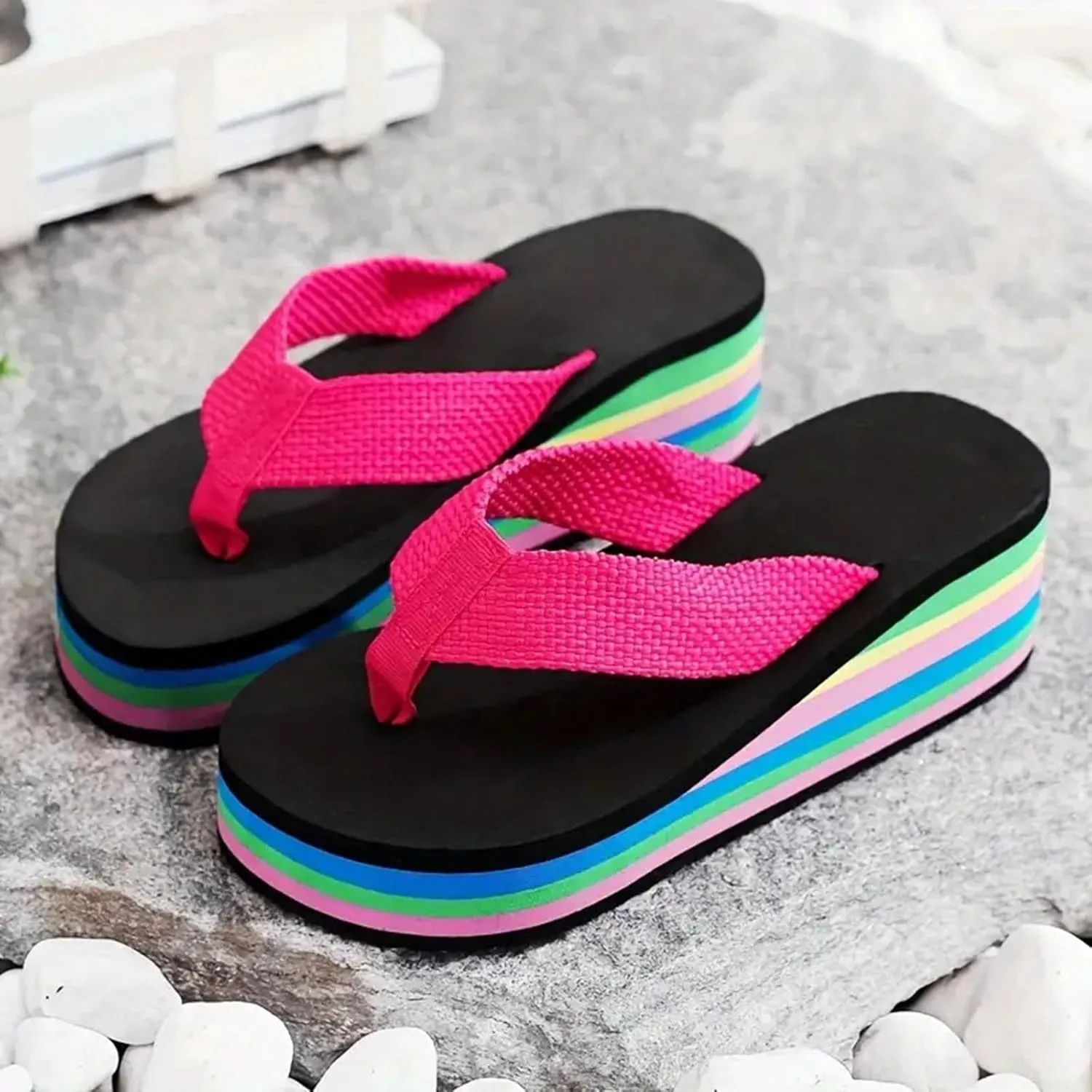 Flip Flops Sandals Lightweight Womens Arch Support Flip Flops Comfortable Yoga Mat Slip On Summer Beach Walking Thong