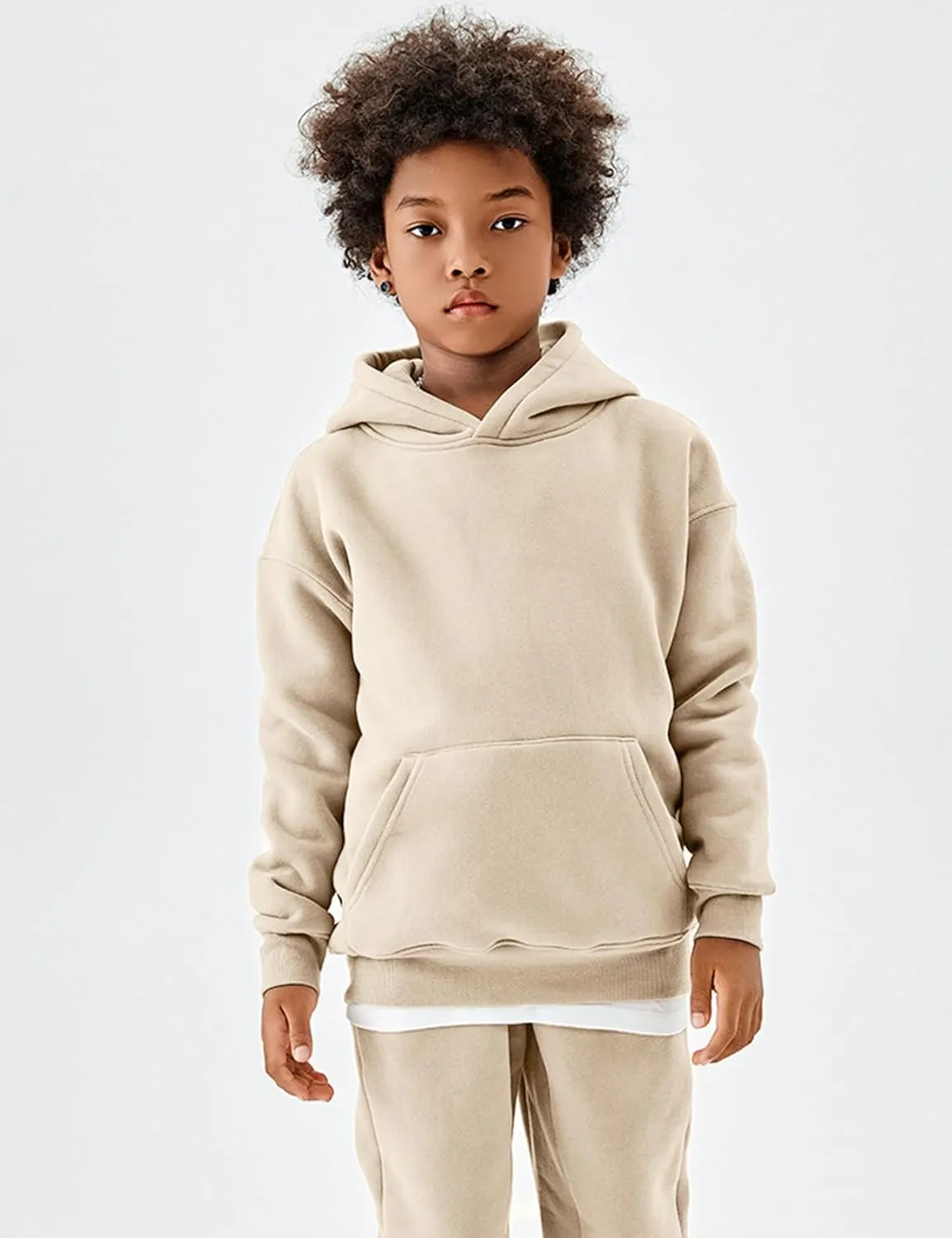 Flygo Girls Boys Fleece 2 Piece Outfits Pants Set Hoodies Sweatshirt and Jogger Sweatpants